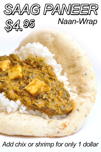 Saag Paneer Naan Wrap